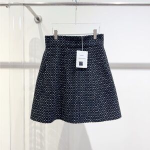 Authentic CHANEL Black and White Tweed A-Line Skirt